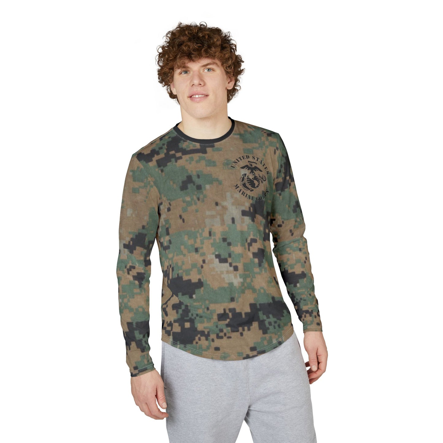 Men’s Marine Corps UV Protection Shirt – MARPAT Camo Long Sleeve | Military Outdoor, Fishing & Sun Safety Top