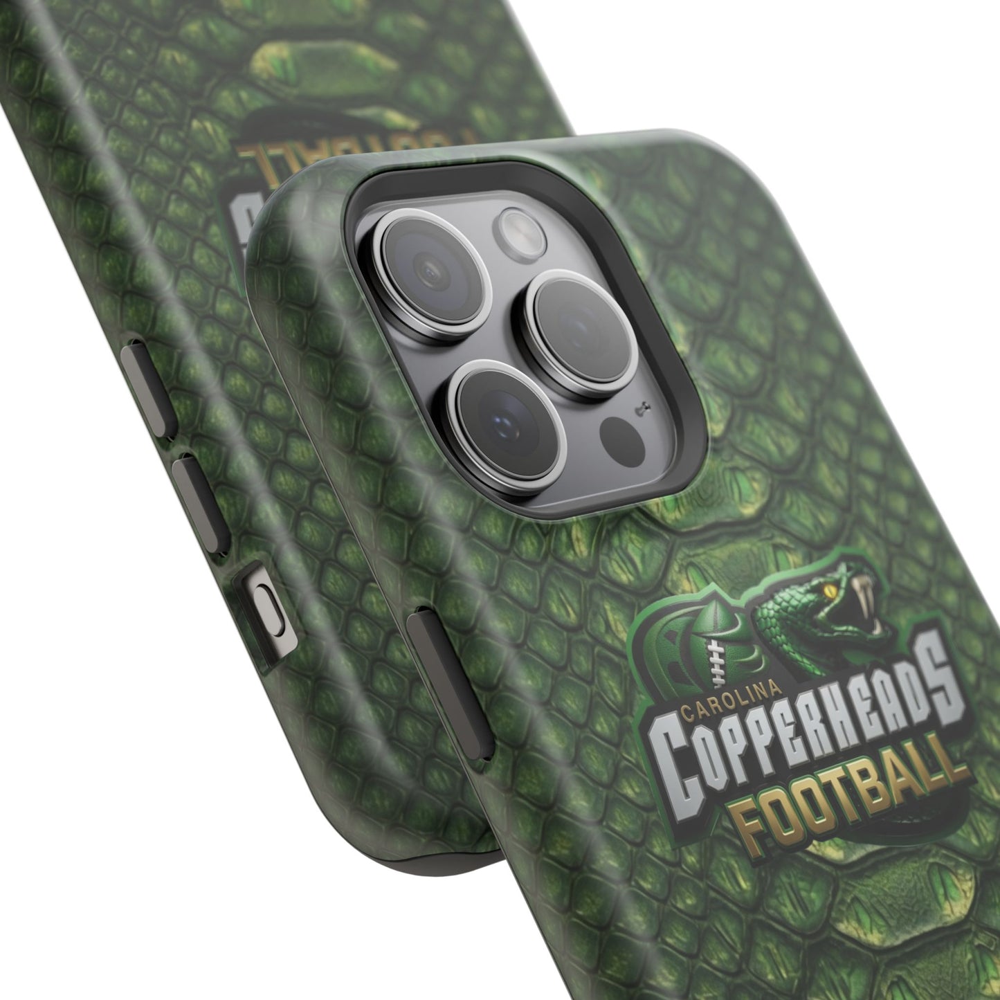 Copperheads Football Magnetic Impact-Resistant Phone Case — Green Snake Scale Design