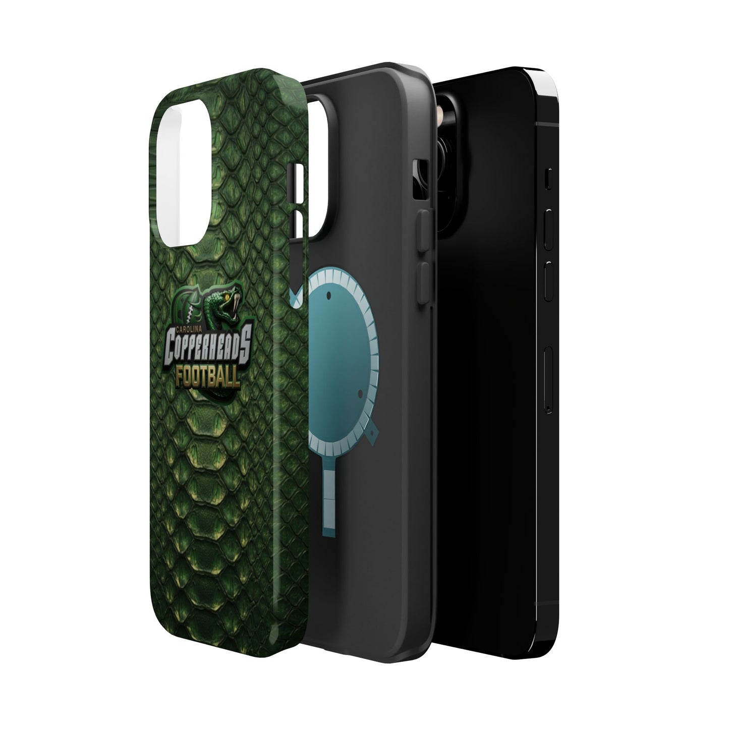 Copperheads Football Magnetic Impact-Resistant Phone Case — Green Snake Scale Design