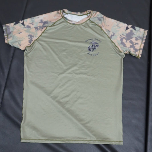 Marine Corp Camo Jiu Jitsu Rash Guard – Durable BJJ & MMA Training Top | Military-Inspired No-Gi Competition Gear