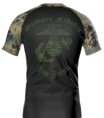 Marine Corp Camo Jiu Jitsu Rash Guard – Durable BJJ & MMA Training Top | Military-Inspired No-Gi Competition Gear