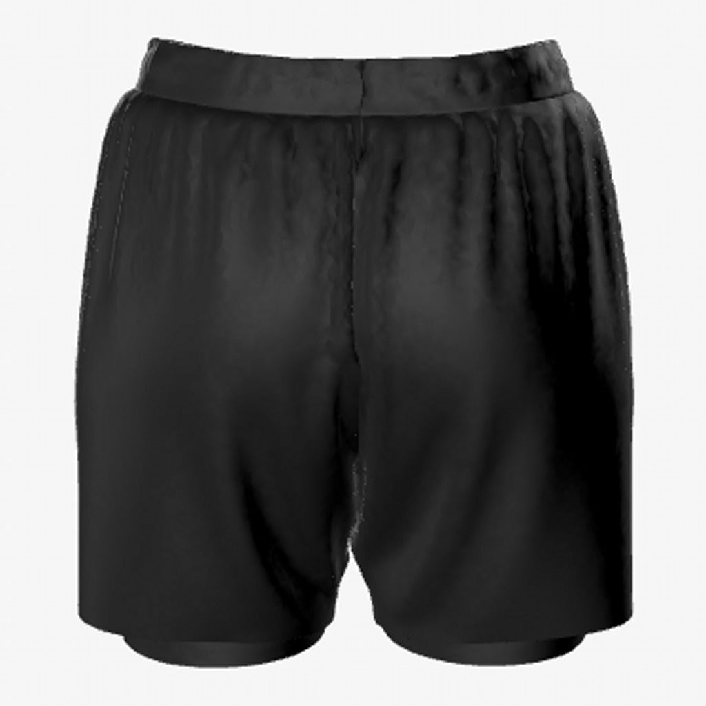 Gunz & Bunz women's ranked jiu jitsu shorts in all black with a small white star logo, back view