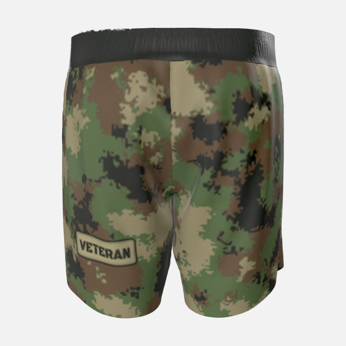 Men's Semper Flexibilis Woodland digital camo grappling shorts, back