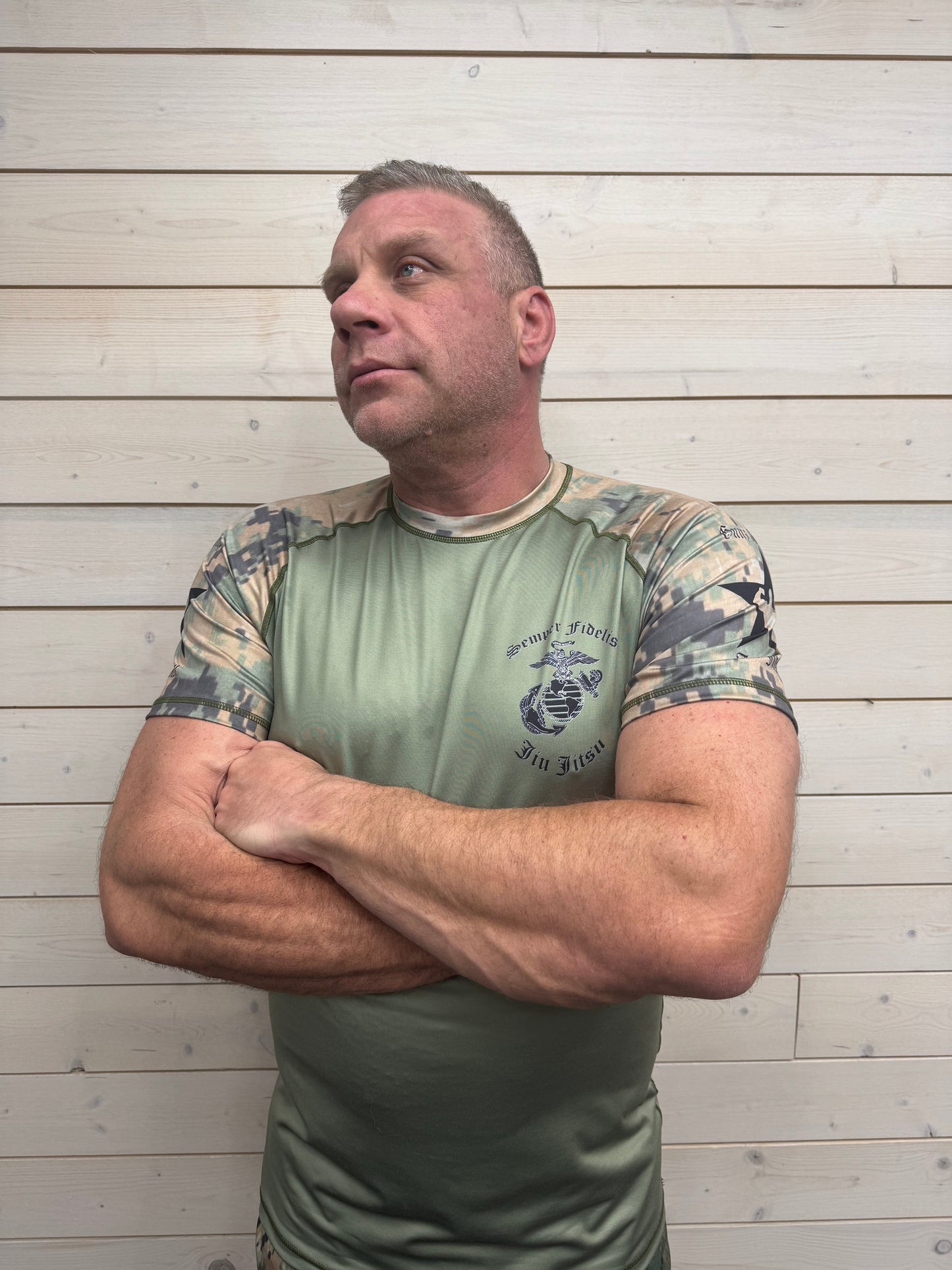 Marine Corp Camo Jiu Jitsu Rash Guard – Durable BJJ & MMA Training Top | Military-Inspired No-Gi Competition Gear